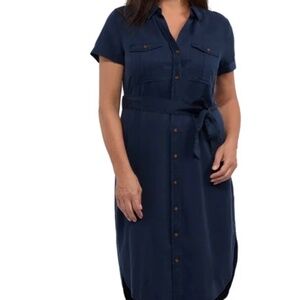 Teddi Rose Womens M Shirt Dress Navy Blue Tencel Relaxed Fit FAST SHIPPING